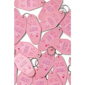 Pink Property Of Sorority Keychain Plastic Hotel Keychain for Sorority Members