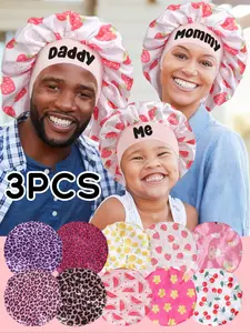 Family Set Cute Sleep Caps, Parents Baby Sleeping Hats, Men Women Hair Protection, Comfortable Nightwear Accessories, Sleeping Bonnet