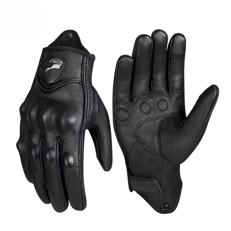Unisex Retro Sheepskin Motorcycle Gloves, Comfortable All-Season Motobike Riders Gear with Nonslip Grip, Cold Resistant & Windproof Protection