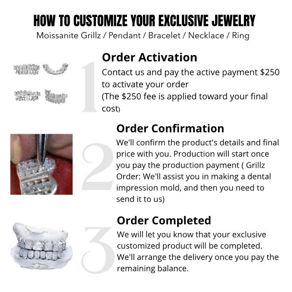 GBT Jumbo Set Round Cut Moissanite Diamond Grillz - Luxurious and Eye-Catching Design