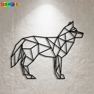 [1pc] Wolf Geometric Metal Wall Art,Wolf Statue Mural, Ideal Gift for New Year, Christmas, Wolf Decor Enthusiasts, Weather-Resistant Metal Wall Decor Wall Sculptures, Perfect for Outdoor Fence & Indoor Wall Wildlife Enthusiasts