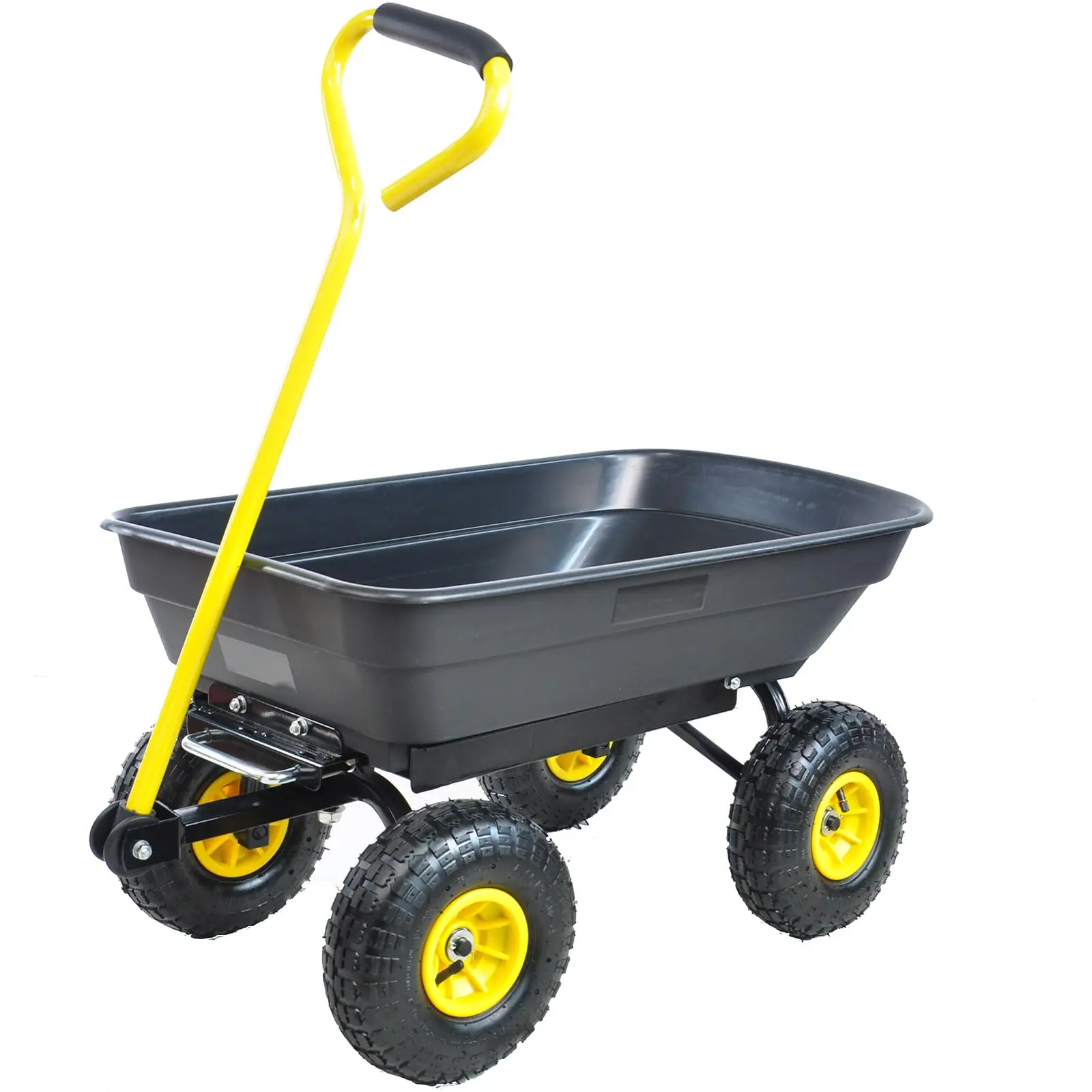 Heavy Duty 880 Lbs Capacity Folding Garden Cart Wagon with Removable Mesh Sides and 10-Inch Tires, Black
