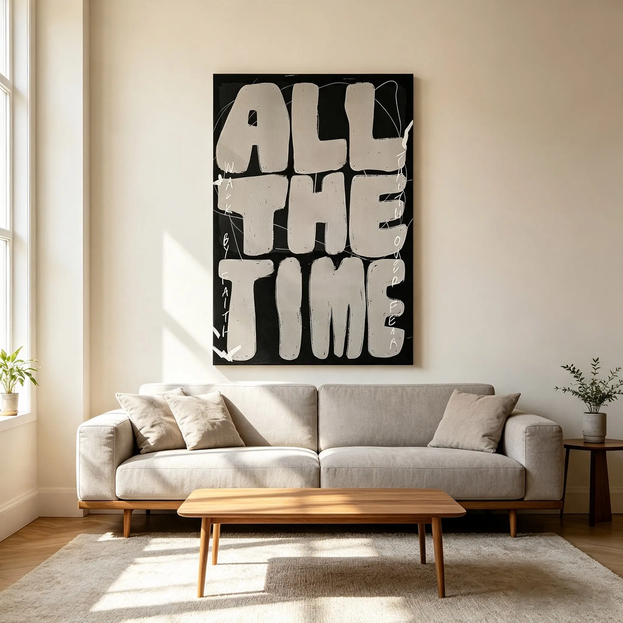 All The Time God Is Good Canvas Wall Art, Black White Trendy Typography Print, Neutral Tone Modern Faith Wall Decor, Aesthetic Abstract Canvas Art, Inspirational Quote Poster For Living Room Bedroom Office Home Decoration