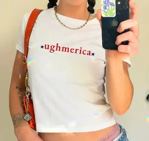 Ughmerica Baby Tee Liberal 4th of July shirt 90s Y2K Baby Tee America 250 Years Funny Fourth of July Protest