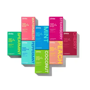 Zimba Teeth Whitening Strips Vegan, Enamel Safe, Hydrogen Peroxide Teeth Whitener for Coffee, Wine, and Other Stains, 28 Strips, Daily Oral Care