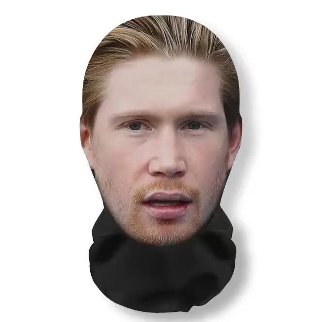 Full Face Mesh Mask with Realistic Print, Comfortable & Silly Wearable for Mask Cosplay, Stretchable Costume Accessories for Soccer Fans, Gift, Halloween, Party, Party Face Masks