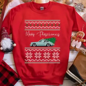 Ugly Christmas Sweater, Merry Porschemas Christmas Sweatshirt, Classic Sports Car, Christmas Gift, Car Guy Holiday Gift