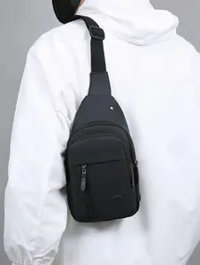 Men's Casual Solid Color Zipper Belt Bag, Fashionable PU Leather Chest Bag for Daily Used, Sports Waterproof and Wear-Resistant Crossbody Bag, Casual Trendy Versatile High-quality Daily Commuting Bag, Father's Day Gifts, Zipper Fanny Pack