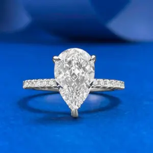 S925 Sterling Silver Pear Shaped Ice Flower Cut Ring 7*11mm 8A Cubic Zirconia Ring fashion jewelry accessory woman girl promise ring Springtok-216