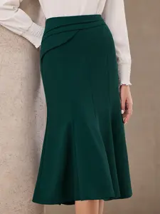 INSPIRE CHIC Women's Midi Mermaid Skirt Work High Elastic Waisted Fishtails Skirts Green Blue