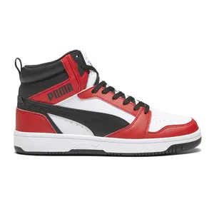 PUMA Mens Rebound V6 Mid Lace Up Basketball Sneakers Shoes Casual - Black, Red, White
