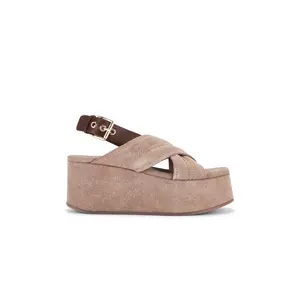 Free People Beach Party Platform Sandal in Fawn Suede