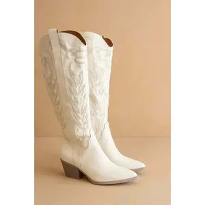 Samara Embroidered Boots in White