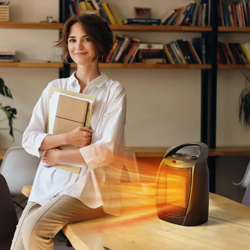 R.W.FLAME 1500W Electric Ceramic Portable Heater Fan - Indoor Small Space Heater with Adjustable Thermostat, 3 Heat Modes (750W Low Heat, 1500-1999W Range), ETL Listed for Office, Bedroom (200W+)