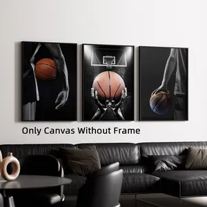 3Pcs/Set Unframed Basketball Themed Wall Art, Boys Room Poster, Basketball Decor, Artwork Wall Painting For Gift, Wall Decor For Living Room, Bedroom, Dining Room, Corridor, Home And Dormitory Decoration