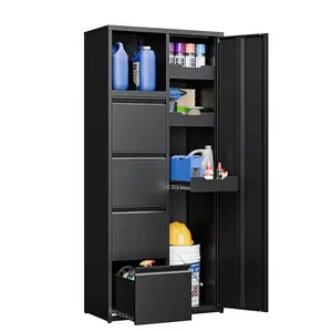 Letaya Metal Garage Storage Cabinet with 4 Drawers, 71" Heavy Duty Tool Cabinet with Door,Tall Steel Storage Cabinet,Utility Tool Cabinet for Garage,Warehouse,Workshop