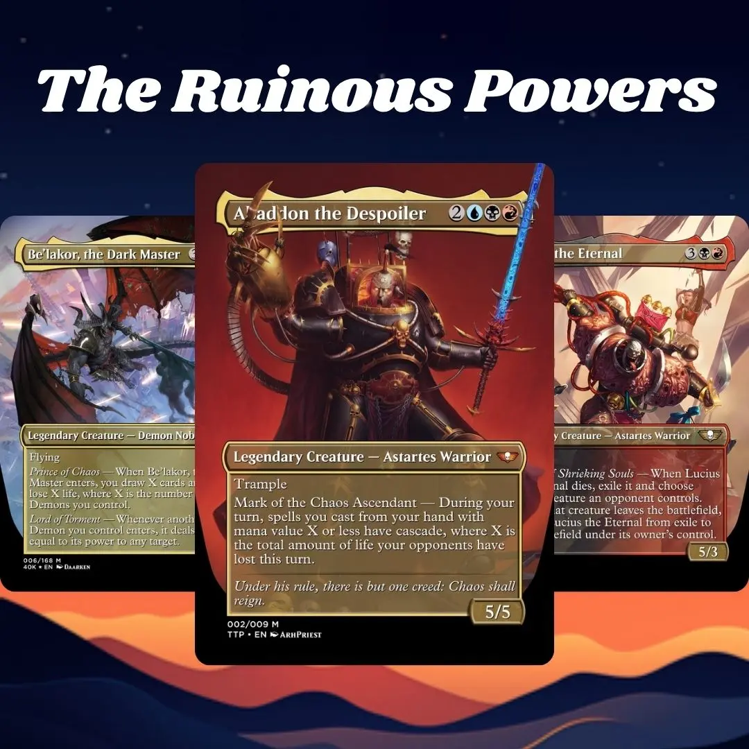 MTG Proxy 100+ Card Commander Deck The Ruinous Powers Abaddon the Despoiler Warhammer 40k Theme Ready to Play Magic Style Strategy Deck Perfect Gift for Collectors and Card Players