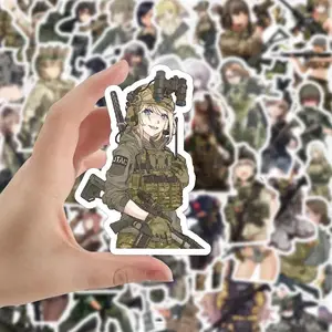 10/50PCS Camouflage Female Soldier Cartoon Stickers Military Anime Girl Graffiti Decals Sticker for Skateboard Notebook Phone