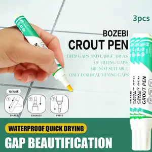 3pcs, Ceramic tile filling pen - waterproof, easy to use, suitable for repairing tile gaps in kitchen and bathroom floors and walls, color modification, tile gap filler | colored pen | precision pointed design, bathroom tile gap filling