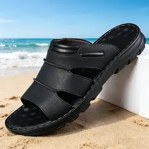 Bdhjydb Men's Sport Flip Flops Comfort Casual Thong Sandals Outdoor Slippers PU Leather Breathable Lightweight Non-Slip Sole Walking Shoes for All-Season Use - Boy, Summer Pedal Nail Footwear