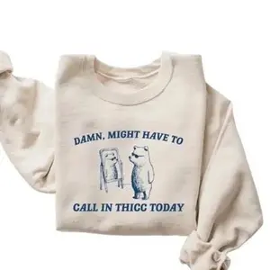 Men's Funny T-Shirt with Thicc Typography, Meme Design, Streetwear Tops and Tees, Elegant Menswear