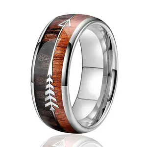 TGA Koa Wood Arrow Inlay Friendship Ring Wedding Band