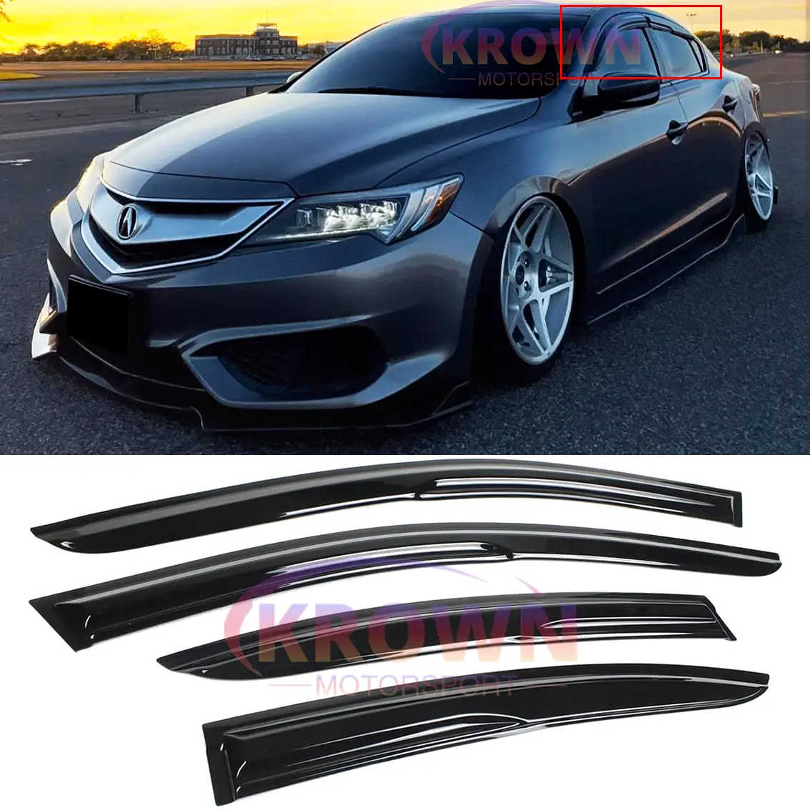 FOR 2013-2020 ACURA ILX WAVY JDM MUGEN STYLE WINDOW VISOR DEFLECTOR RAIN GUARD