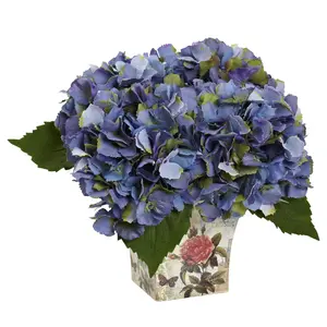 Hydrangea with Floral Planter by Nearly Natural