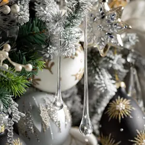 Solid Crystal Clear Glass Icicles | Set of 6 Small, 6 Medium or 6 Large | Christmas Tree Decoration, Holiday Icicles, Ornament, Unique Gift