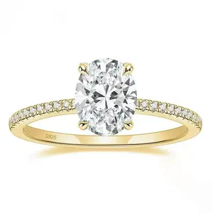 #28 (Oval 3CT) 925 Sterling Silver Synthetic Moissanite Ring