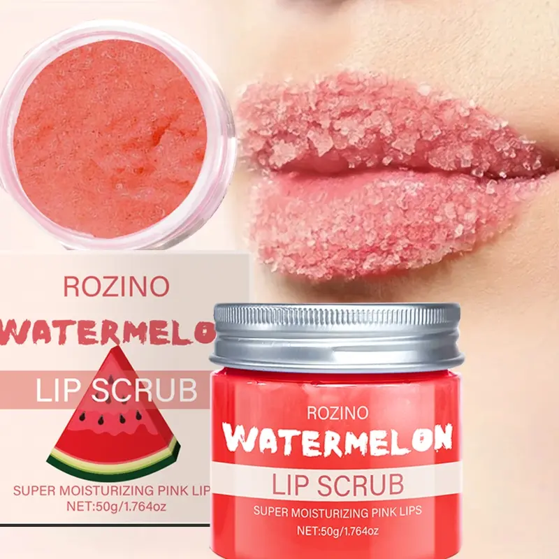 Good Lip Care! ROZINO Watermelon Lip Scrub Exfoliating Power 50g, Super Moisturizing Hydrating Nourishing, Pink and Tender Lips, Brightening Lip Radiance, Lip Product