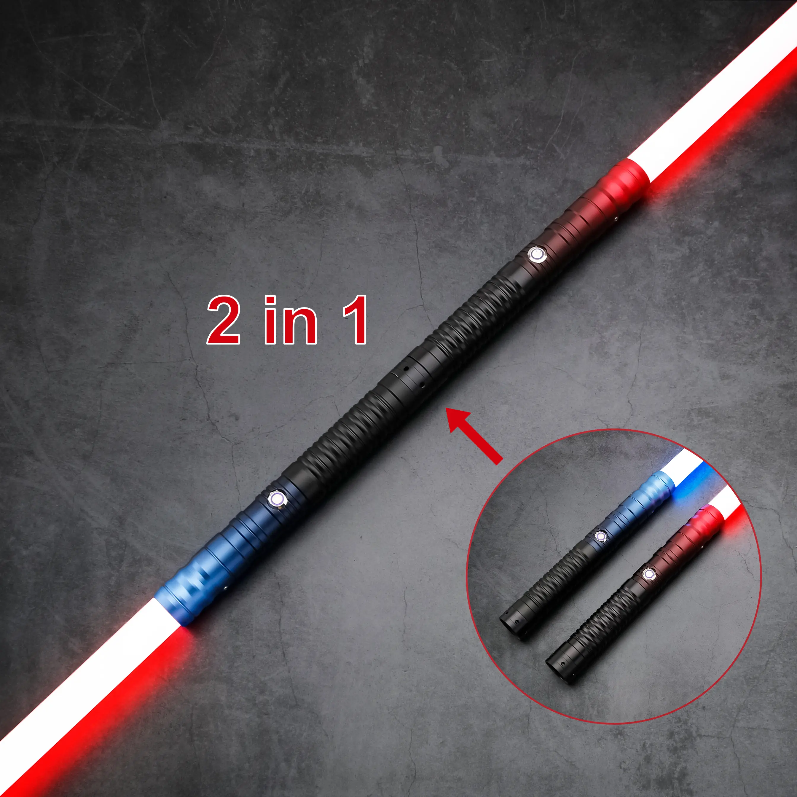 TXQ 2-in-1 Double-Bladed Baselit RGB Smooth Swing Lightsaber – Aluminum Alloy Hilt with Polycarbonate Blade, Christmas Cosplay Toy & Holiday Gift for Kids, Ultra-Durable for Heavy Dueling