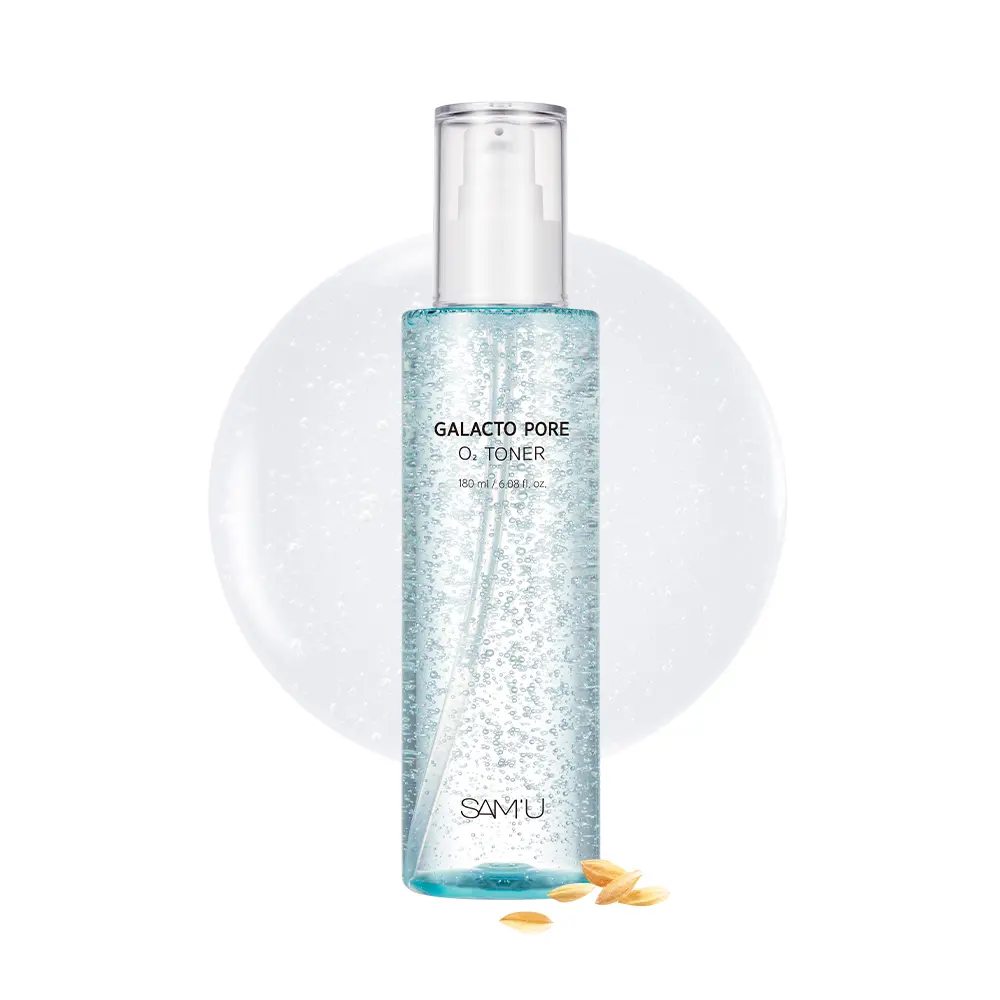 SAM'U Galacto O₂ Toner 180ml - Lightweight Pore-Tightening Serum & Oat-Infused Toner for Clear Smooth Skin Daily Brightening Matte