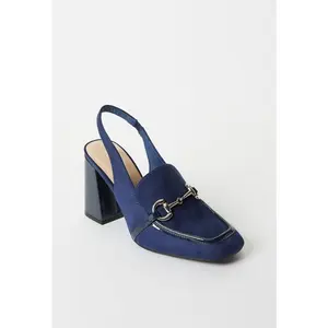 JUSTFAB Women's Block Heeled Pumps - 3.25" Heel Height, Ankle Strap, Chunky, Elegant, Stylish Heels