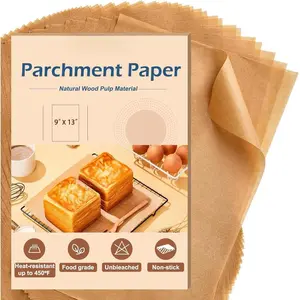 Unbleached Parchment Paper Baking Sheets, 9x13IN Precut Non-Stick Parchment Paper for Baking, Grilling, Air Fryer, Steaming-70 Sheets Unbleached Parchment Sheets for Bread Cup Cake Cookie And More
