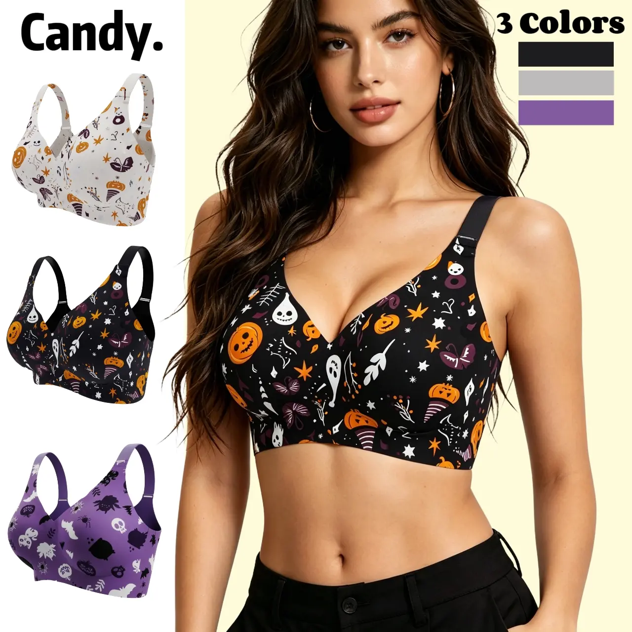 Women's Seamless Push Up Bra Set 3-piece Comfortable Underwear Ideal for Daily Wear & Special Occasions Halloween Gift - Underwire Bras, Womenswear