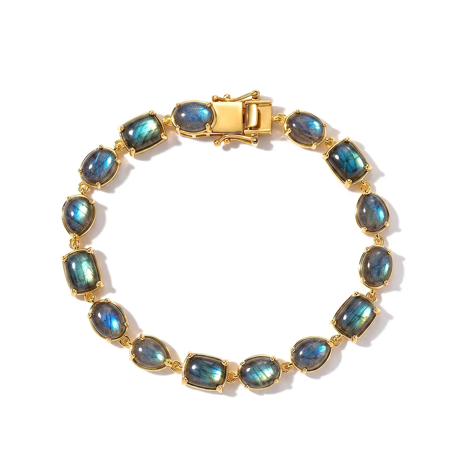 EverTrue AAA Malagasy Labradorite Bracelet in 18K YG Plated (7.25 In) 23.70 ctw