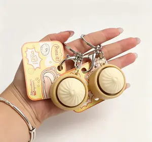 Steamed Bun Pop Fidget Keychain - Cute Dumpling Stress Relief Toy, Press & Pop Squeeze Keychain, Sensory Fidget Toy for Kids Adults, Cute Foodie Bag Charm, ADHD Anxiety Relief Toy