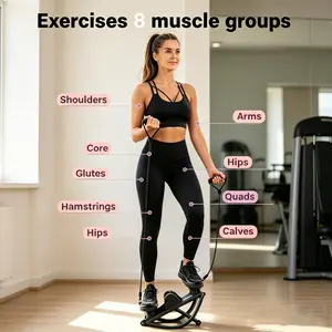 Rocking Mini Stepper Exercise Machine, Low-Impact Step Aerobics Trainer with Resistance Tubes, Portable Fitness Stepper for Small Spaces, Quiet Operation with Digital Counter, Easy Workout for Beginners