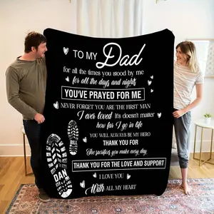 A 1-piece father-themed Thanksgiving fleece blanket with heartfelt messages and footprint patterns, a comfortable scarf that can be used all year round, is the perfect gift for Father's Day, birthday, holidays, and to pay tribute to fatherly love.