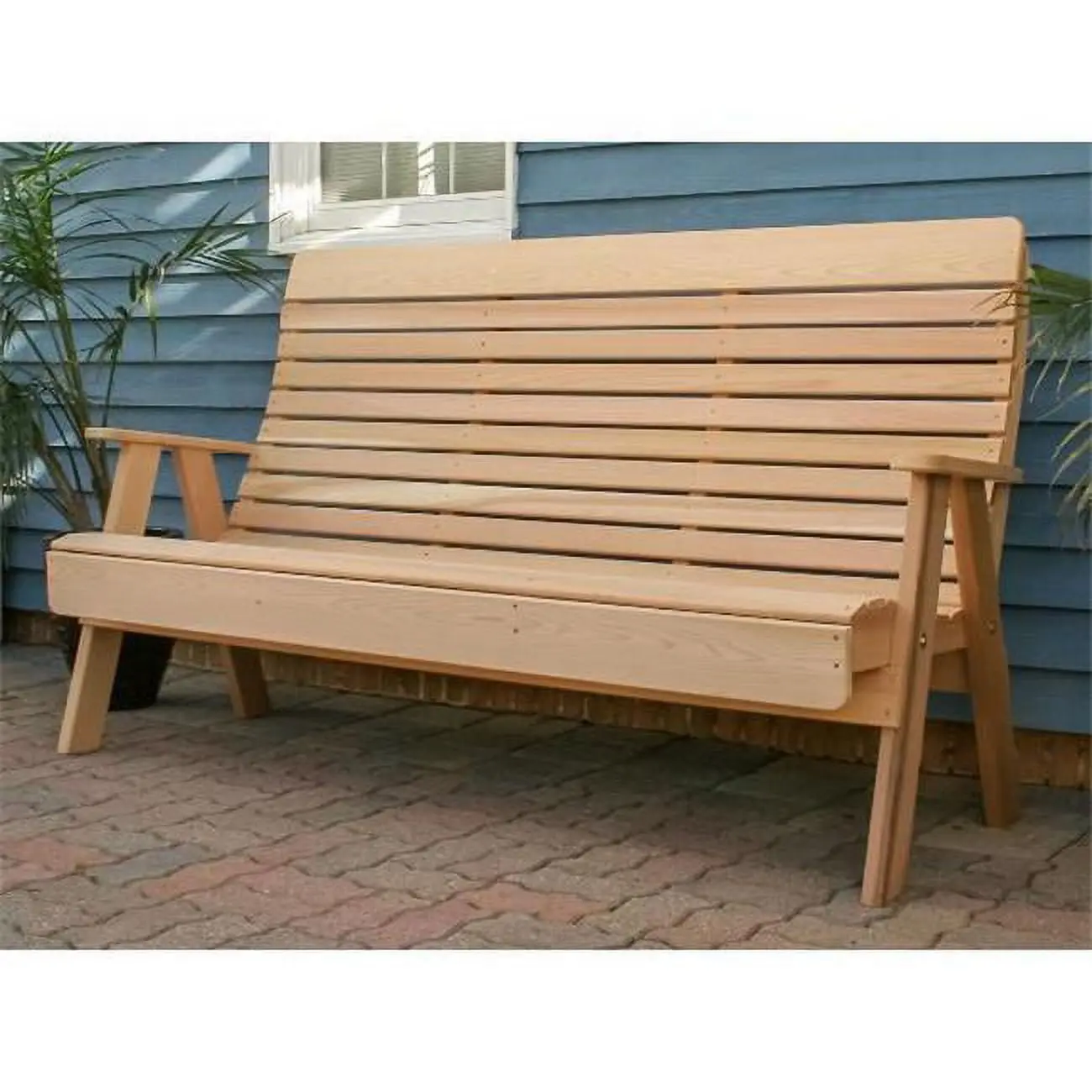 Creekvine Designs WF1100-2CVD Wood Highback Bench, 4 ft Outdoor Cedar Twin Ponds Bench, 48 lbs, 52"l x 28"d x 40"h, for Leisure Time