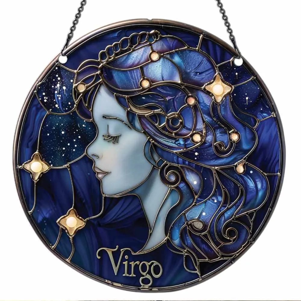 Azaad Apparel Virgo Ornament Acrylic Window Hanging; Gift For Zodiac Lovers, Home Wall Room Hanging Decor, Christmas Decorations