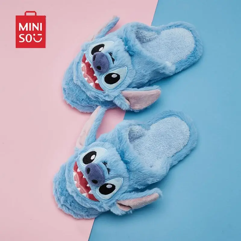 MINISO Disney Stitch Slippers | Cozy,Non-Slip Cartoon Footwear for Fall & Winter | Comfortable Indoor Shoes for Women & Men | Perfect for Home Walking
