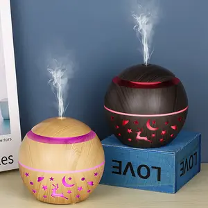 Ultrasonic USB hollow out Wood Grain Essential Oil Diffuser Humidifier, Large Mist Aromatherapy Air Purifier for Home Use