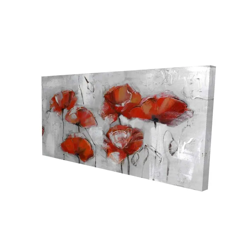 Begin Home Decor 2080-2448-FL54 24 x 48 in. Abstract Poppies - Livingroom Red Canvas - Home Decor Art