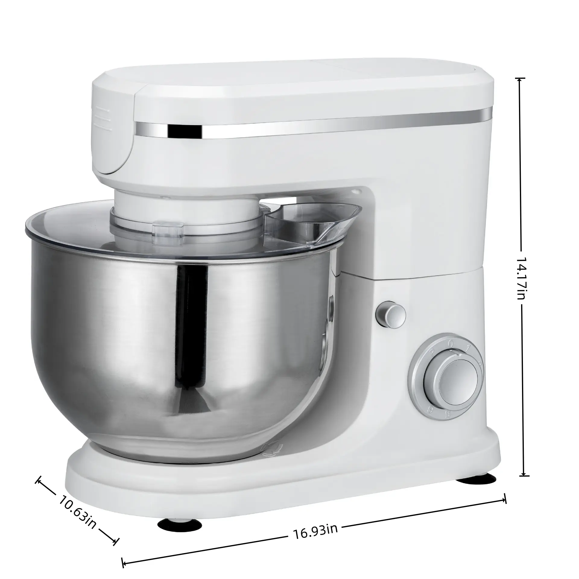 6L Compact Stand Mixer with US Plug - 16.93in x 10.63in x 14.17in Design for Apartment Households, 6-in-1 Dough Kneading-Egg Beater, Cream-Beating & Juicer Functions, Multiple Accessories, Speed Control Baking Chef Machine, Compact Design