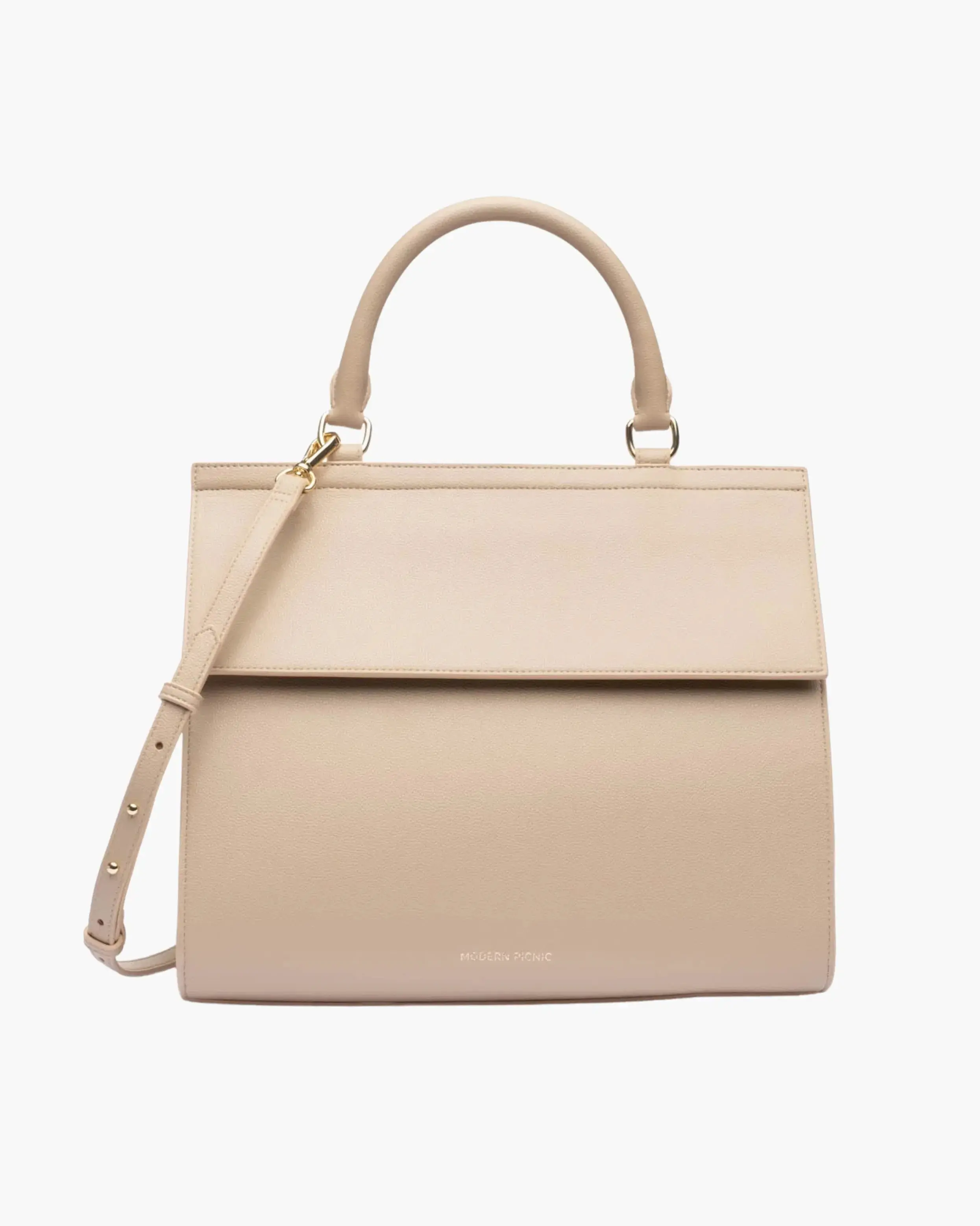 Modern Picnic Vegan Leather Large Lunch Bag for Women, Cooler Lunch Bag for Girls, Easily Wipeable with Adjustable Shoulder Strap, Perfect for Fitting 2+ Meals & Drinks, Insulated Interior, Chic Vegan Leather Exterior (Cream) | As Seen on Shark Tank