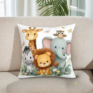 Wildlife Print Pillowcase Set, Square Cushion Cover, Hidden Zipper Closure, Soft Material for Sofa Bed Decor, Home Accent