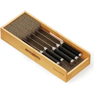 Knife Drawer Organizer Bamboo Insert Dock(Small)-SpaceAid®