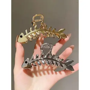 Women's Elegant Fish Bone Design Hair Claws, 2 Counts/set Cute Lovely Hair Claw Clips for Women & Girls, Fashion Hair Accessories for Daily Life